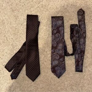 Bundle of 2 NWT Jos. A. Bank 100% Silk Men’s Brown Formal Embroidered Ties